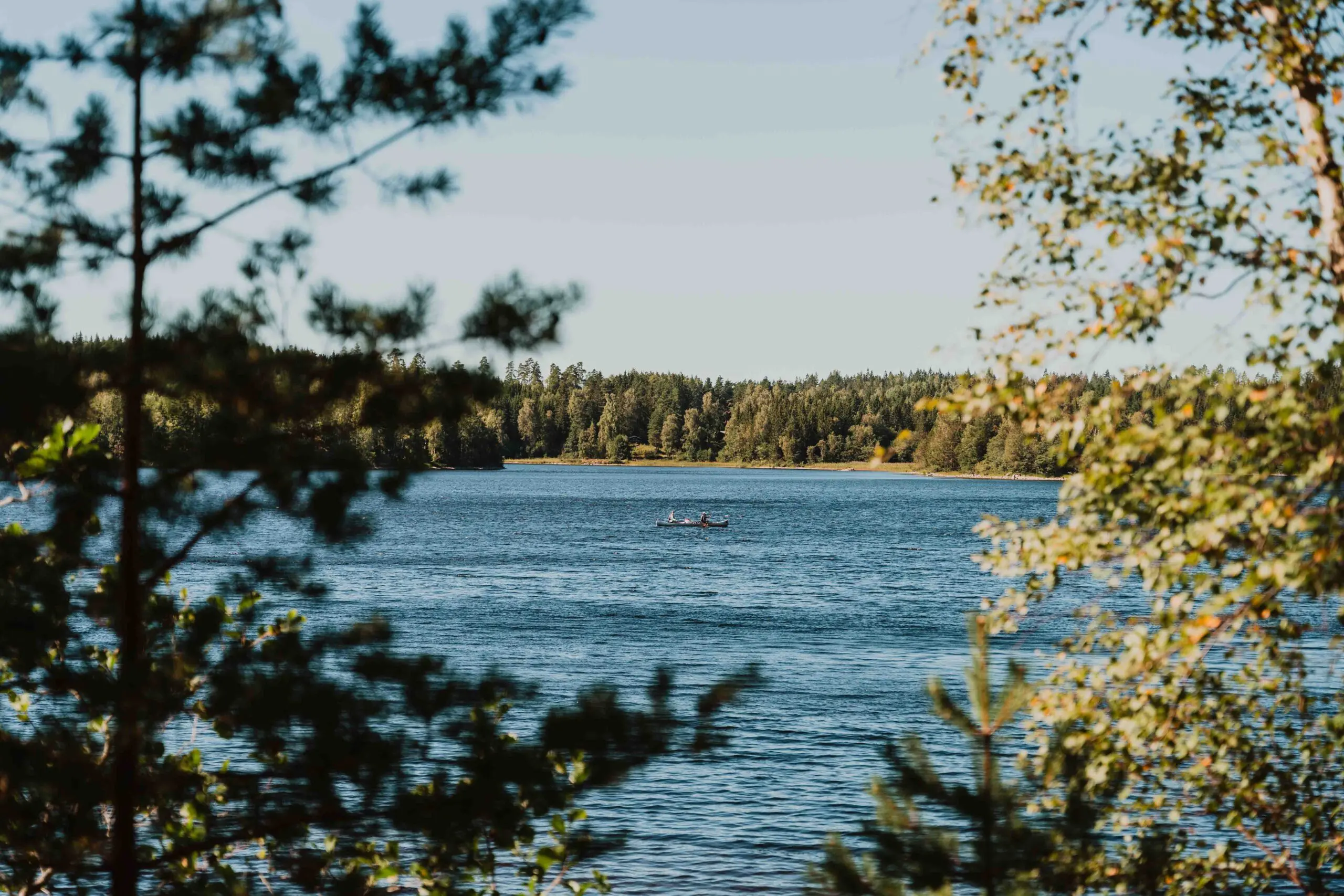 Canoë sur l'eau en Suède